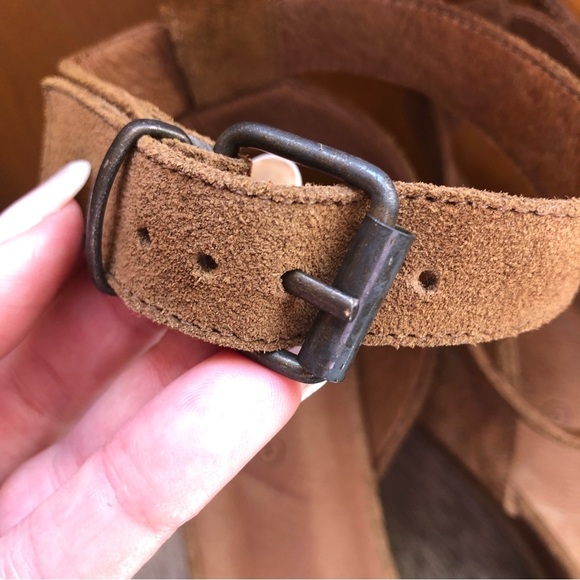 NWOT All Saints Yuki platform sandal in cognac caramel suede boho EU 41 or 10-11 - Picture 5 of 10